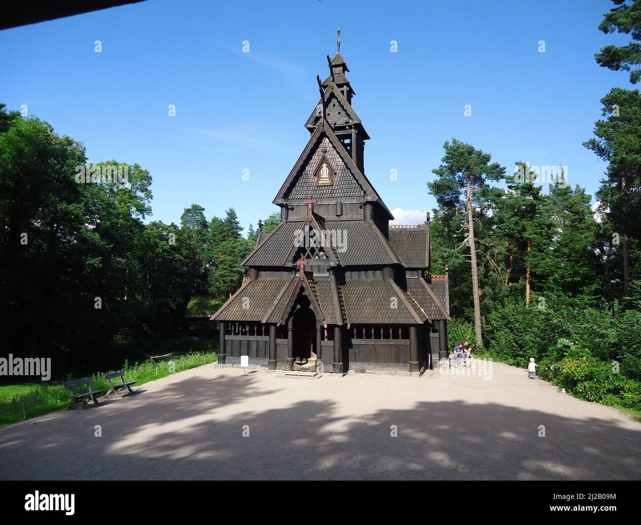 Gol stave church at the Bygdøy peninsula Stock Photo