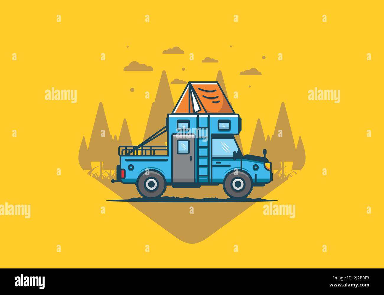 camping with car flat illustration design Stock Vector Image & Art - Alamy