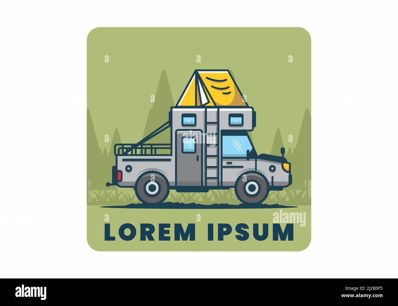 camping with car flat illustration design Stock Vector Image & Art - Alamy