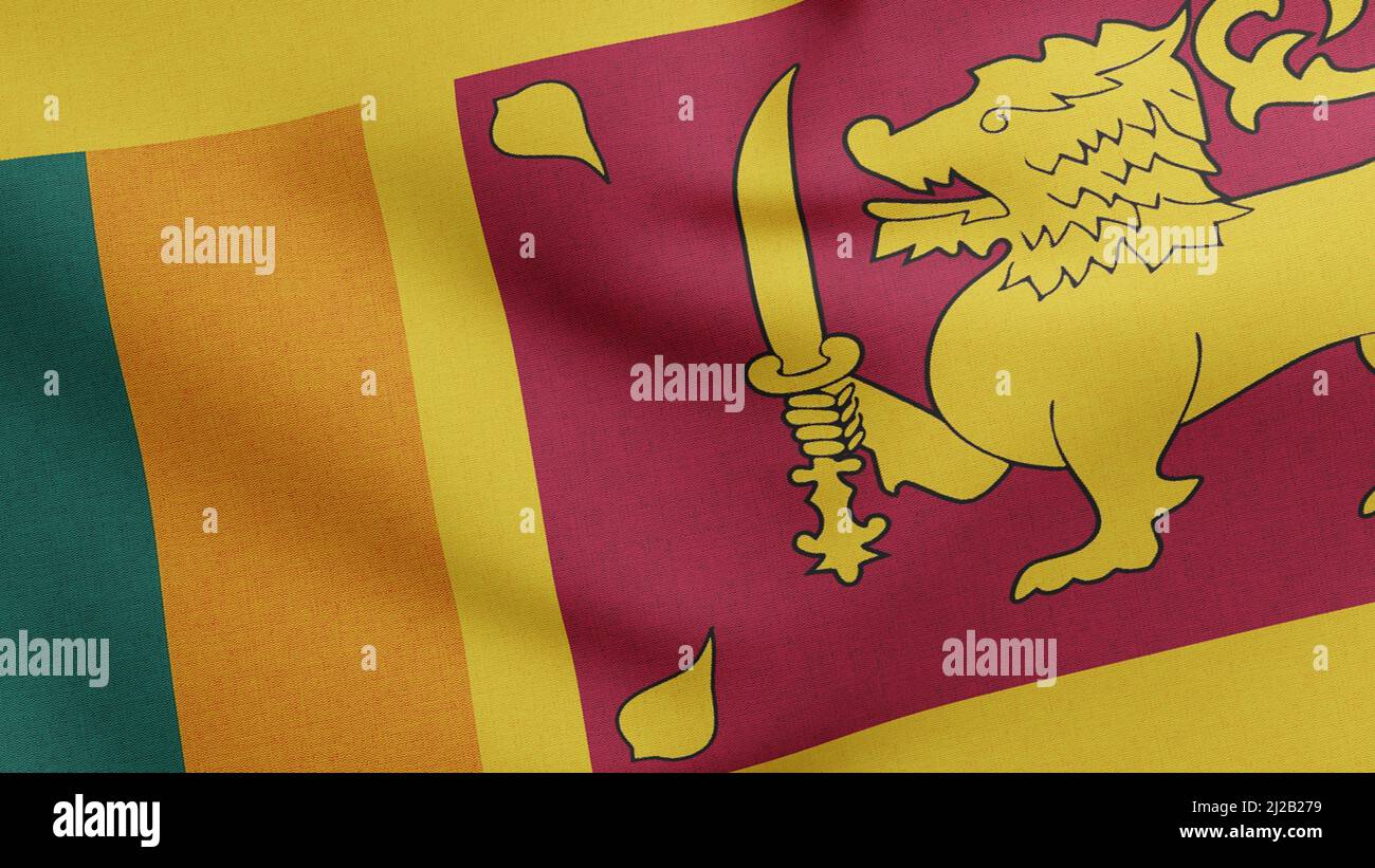 National flag of Sri Lanka waving 3D Render, Democratic Socialist