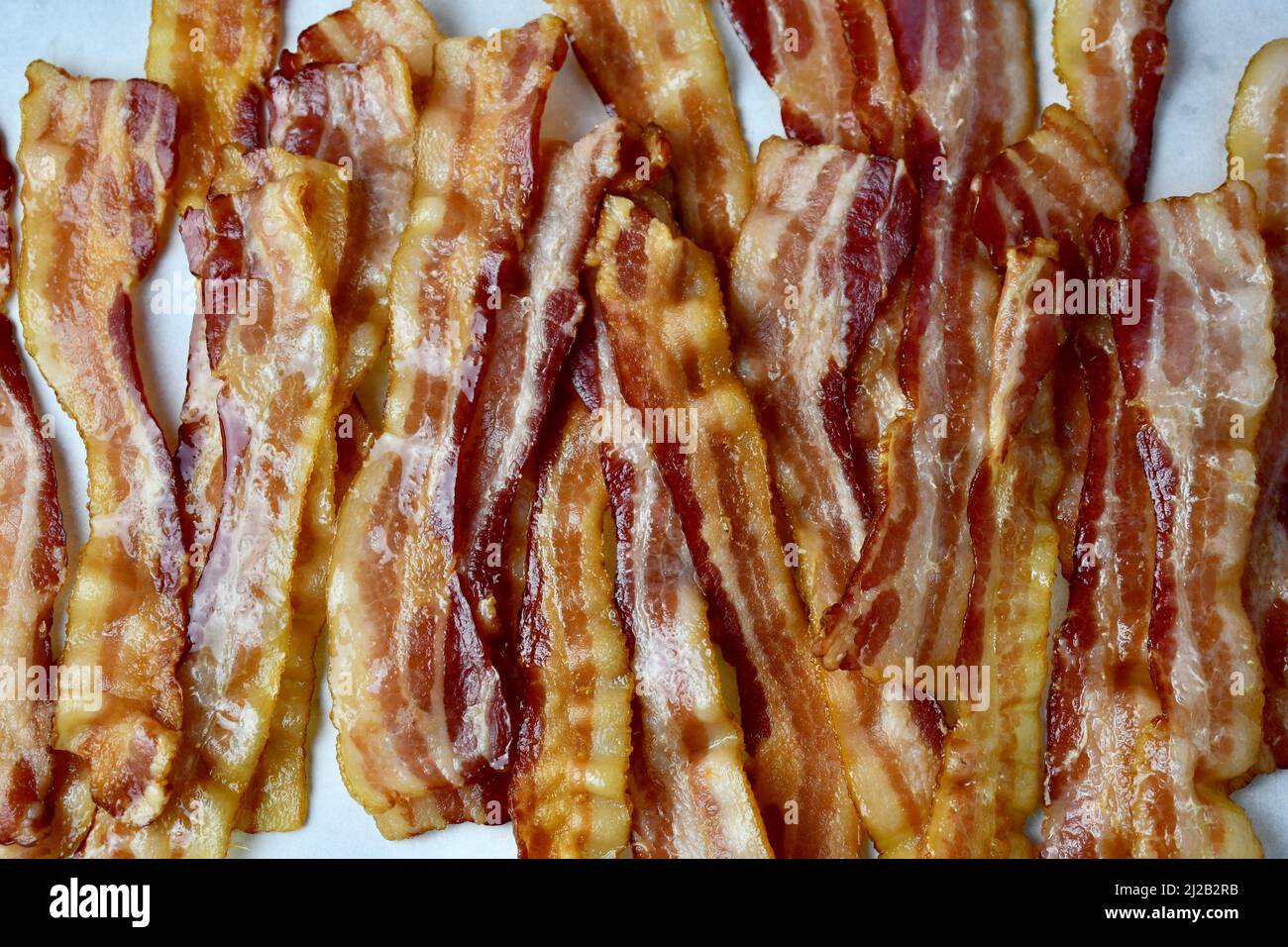 Full frame of bacon, top down view Stock Photo