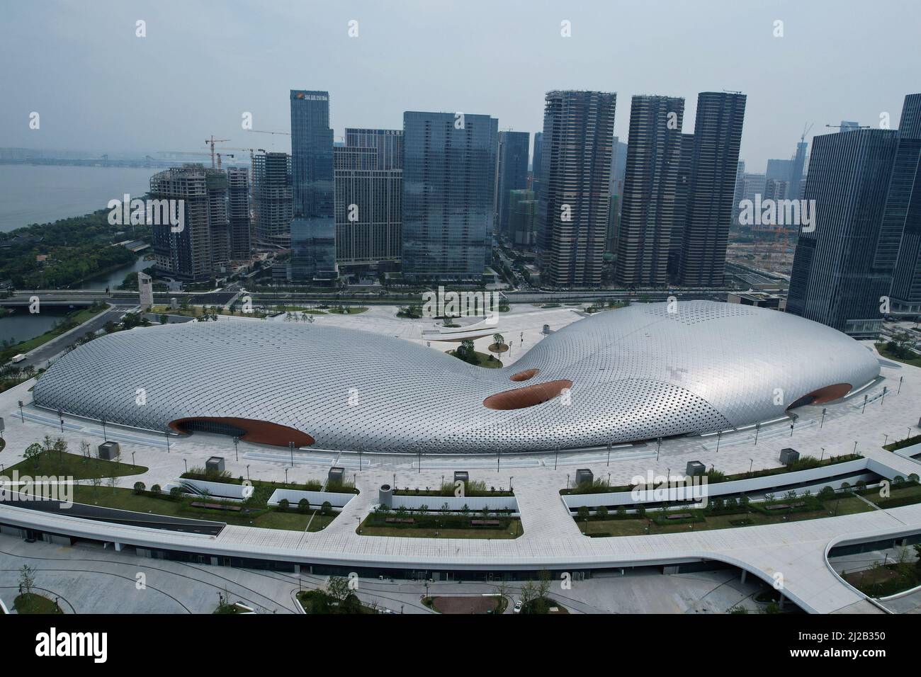 An aerial view of the Stadium and natatorium of the Olympic Sports