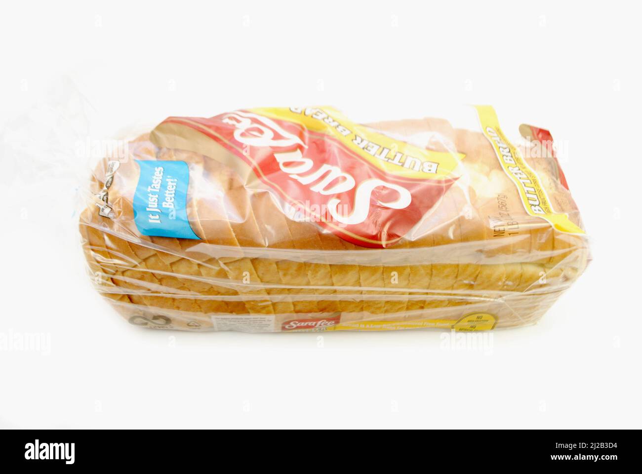 Sara Lee Brand Butter Bread Isolated Over a White Background Stock Photo