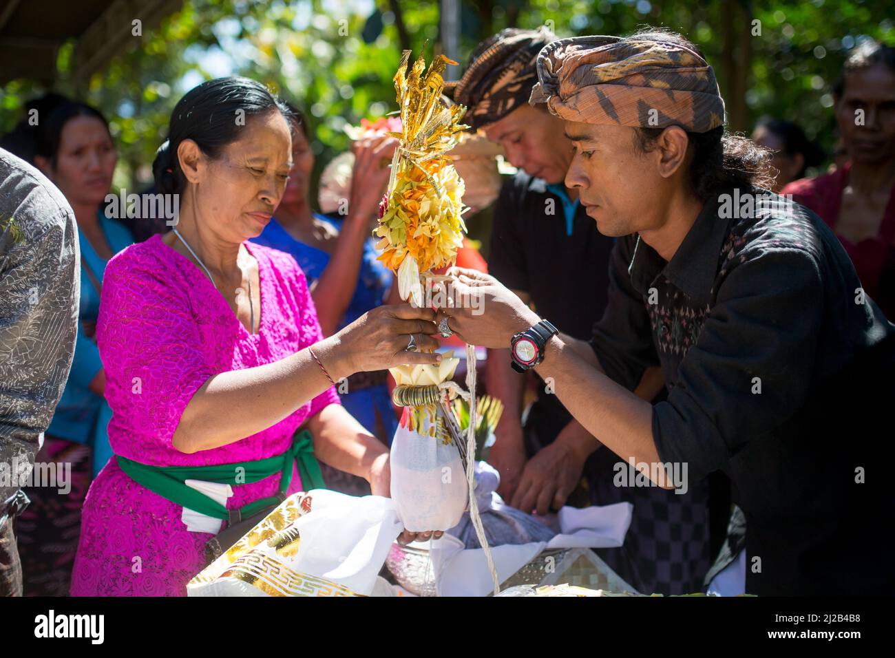 Seminyak, Bali - August 10, 2017: Traditional balinese cremation ceremony Stock Photo