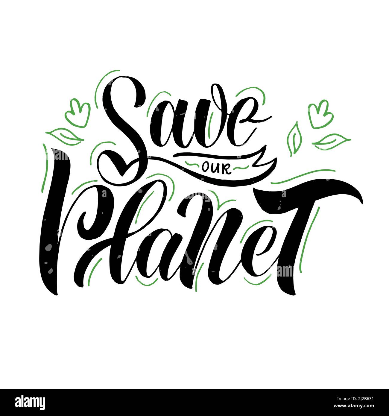 Save our planet lettering print illustration on texured background. Vector hand drawn quote design for shopping bags, t-shirts, apparel, clothes, post Stock Vector