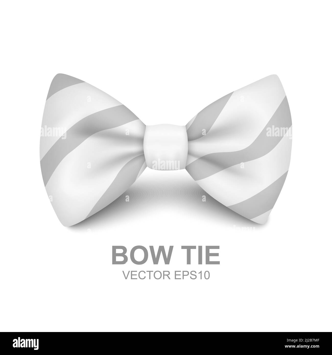 Vector 3d Realistic White Striped Bow Tie Icon Closeup Isolated on ...