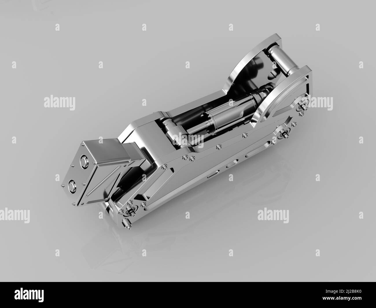 Metal parts on light gray background,3D rendering Stock Photo - Alamy