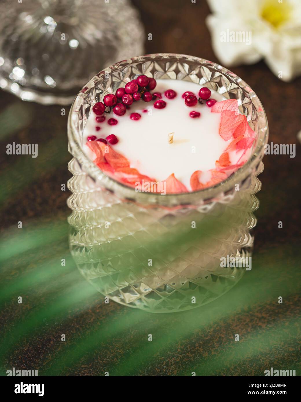 Handmade soy candles of unique design, with different colors, in the ...