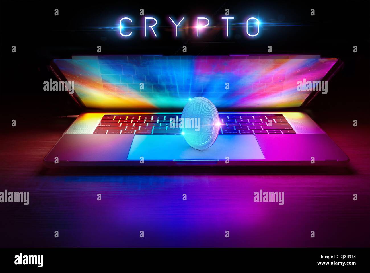 Crypto Decentralized Digital Currency Cyber Computer Graphic Stock Photo