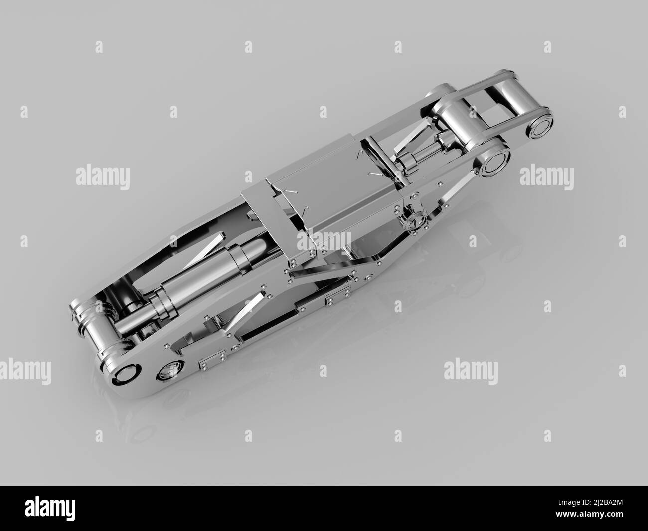 Metal parts on light gray background,3D rendering Stock Photo - Alamy