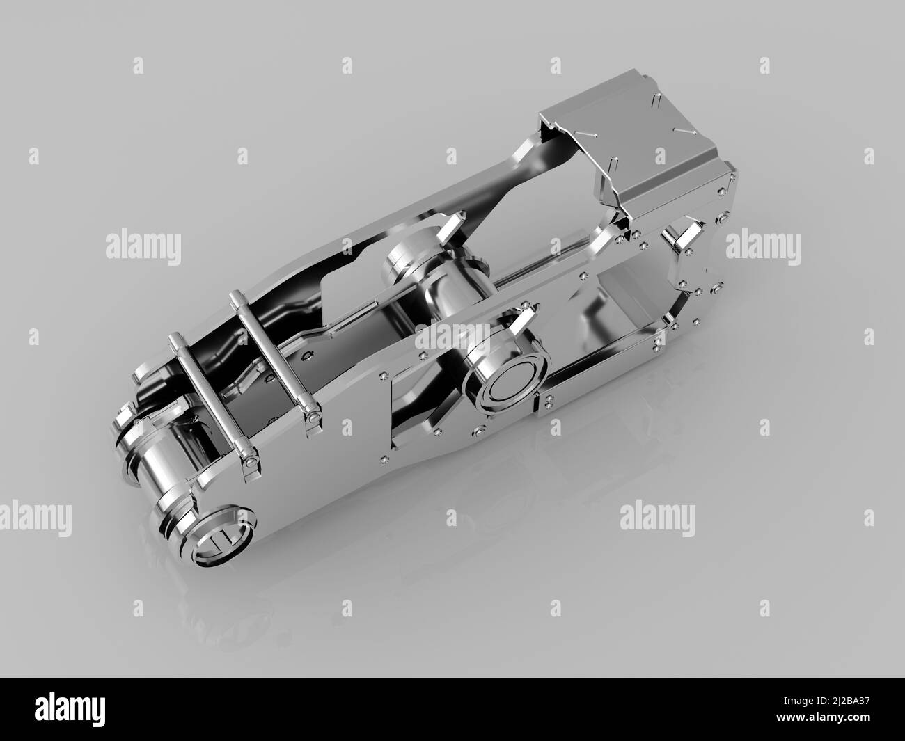 Metal parts on light gray background,3D rendering Stock Photo - Alamy