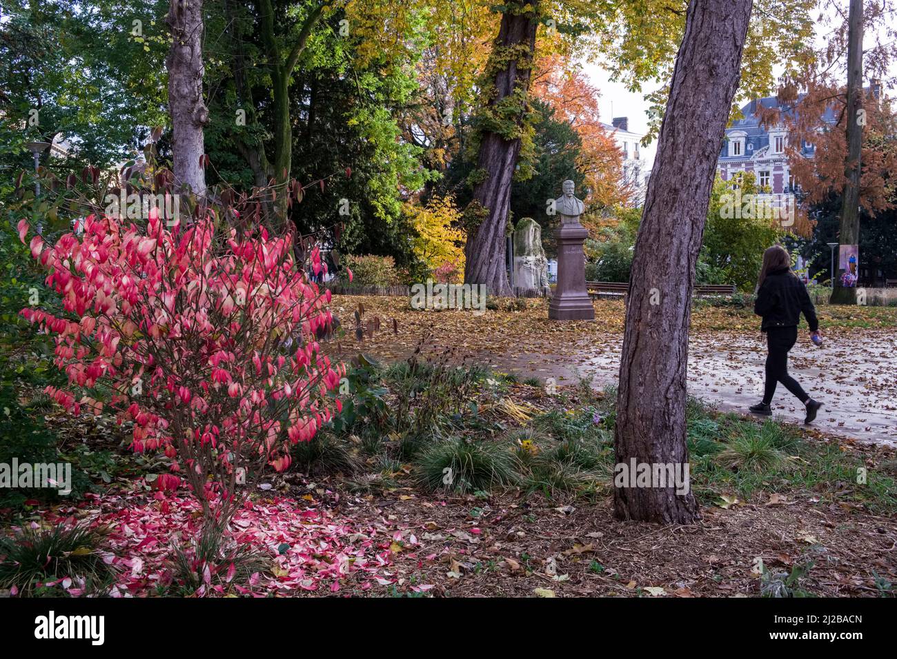 Rouen (Normandy, northern France): Square Verdrel in autumn, in the ...