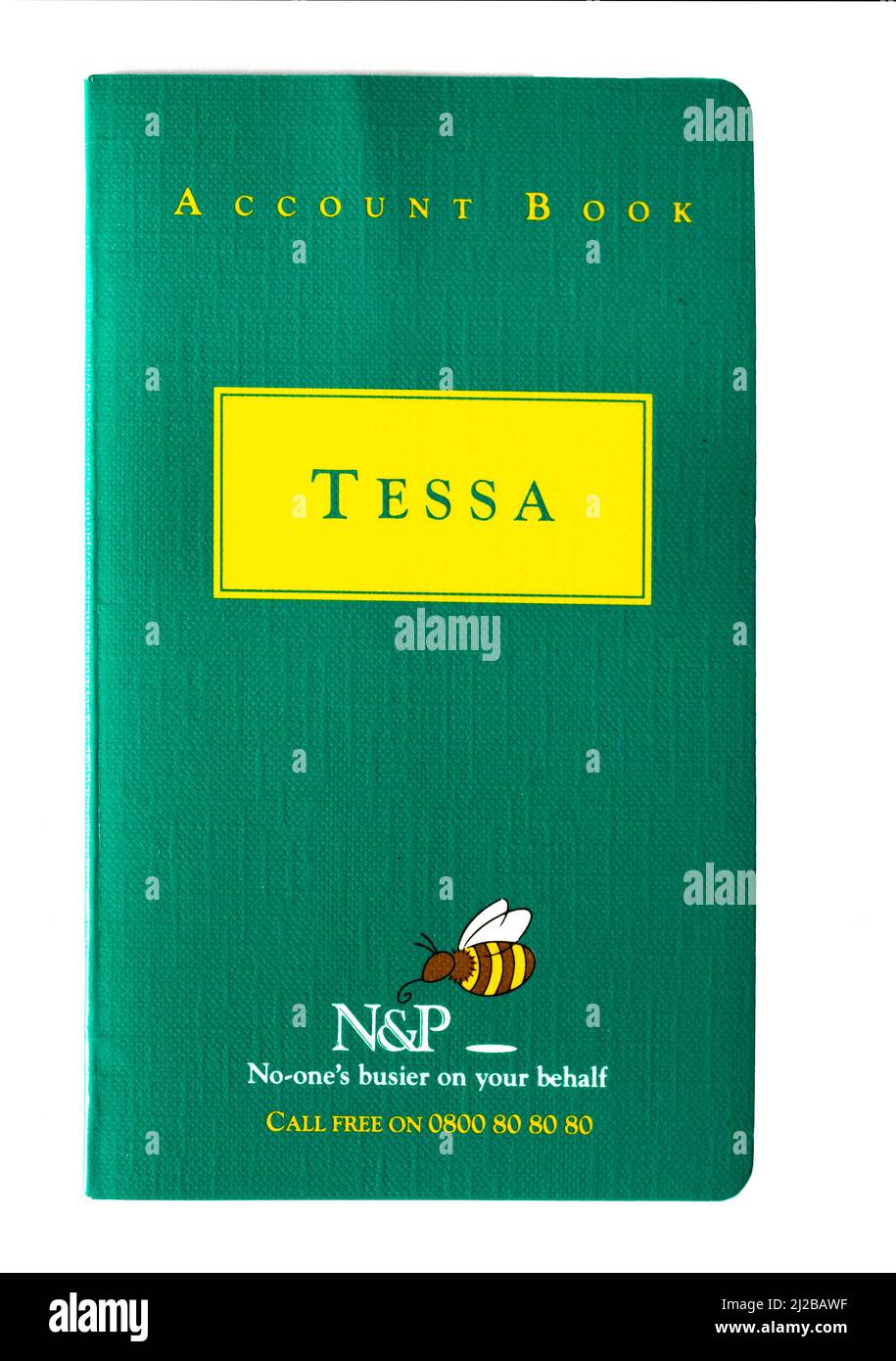 Cover of a TESSA savings book issued by the National and Provincial Building Society in 1996. The Tax-Exempt Special Savings Account was a UK tax-free Stock Photo