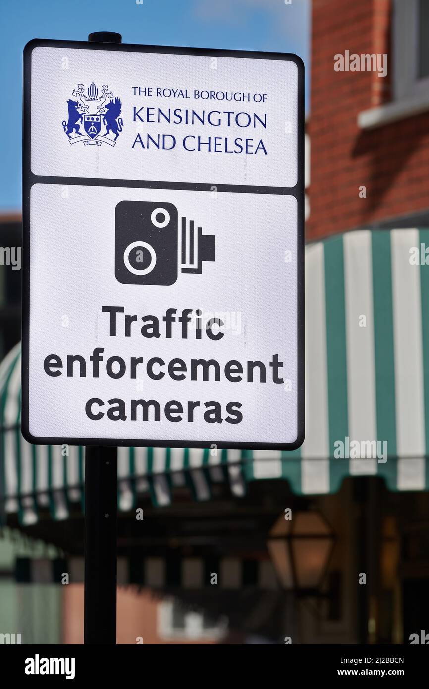 Information sign about traffic enforcement cameras in the royal borough