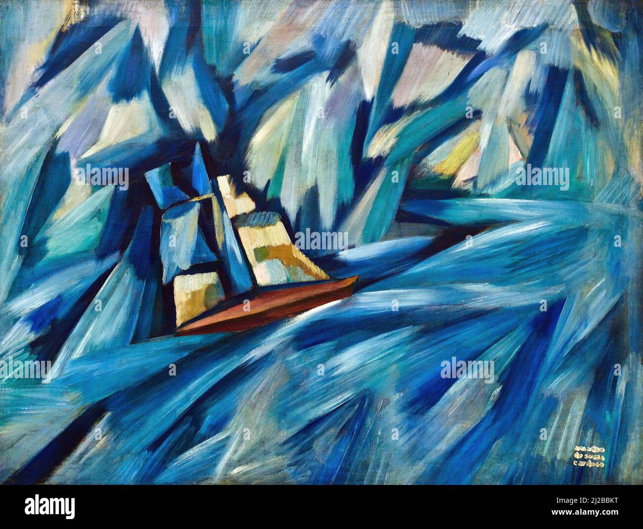 Oil painting - Art by Amadeo de Souza-Cardoso - Sail boat (circa 1914 ...