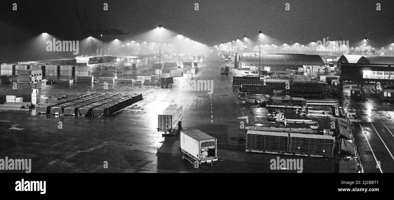 Gothenburg, Göteborg, Sweden - docks at night, Christmas 1979 Stock Photo