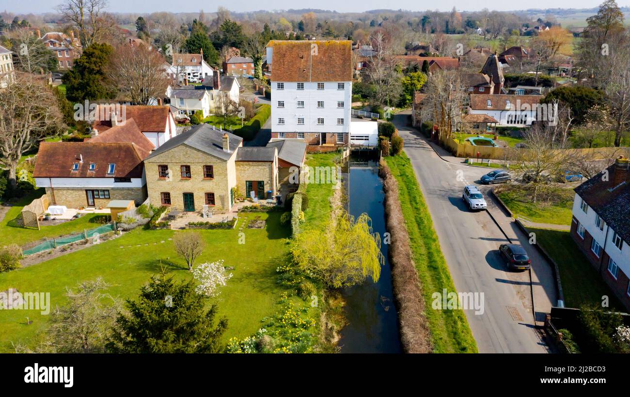Aerial View of Wickhambreaux Mill, Kent Stock Photo