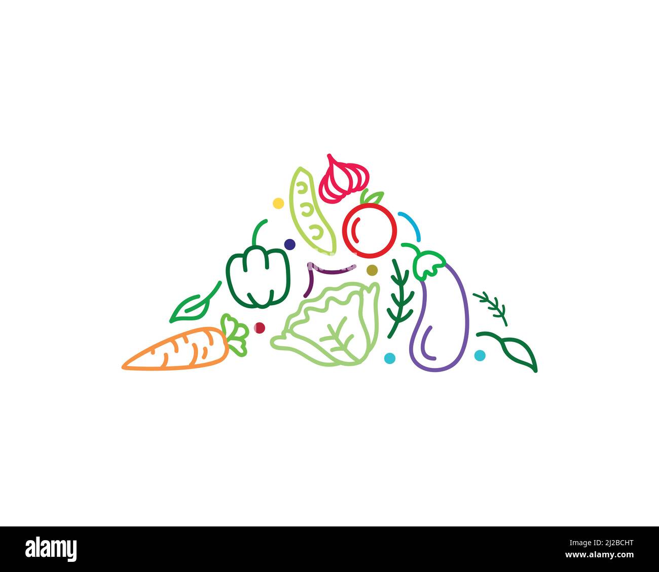 Vegetables Arrangement Ornament Contour Vector Stock Vector