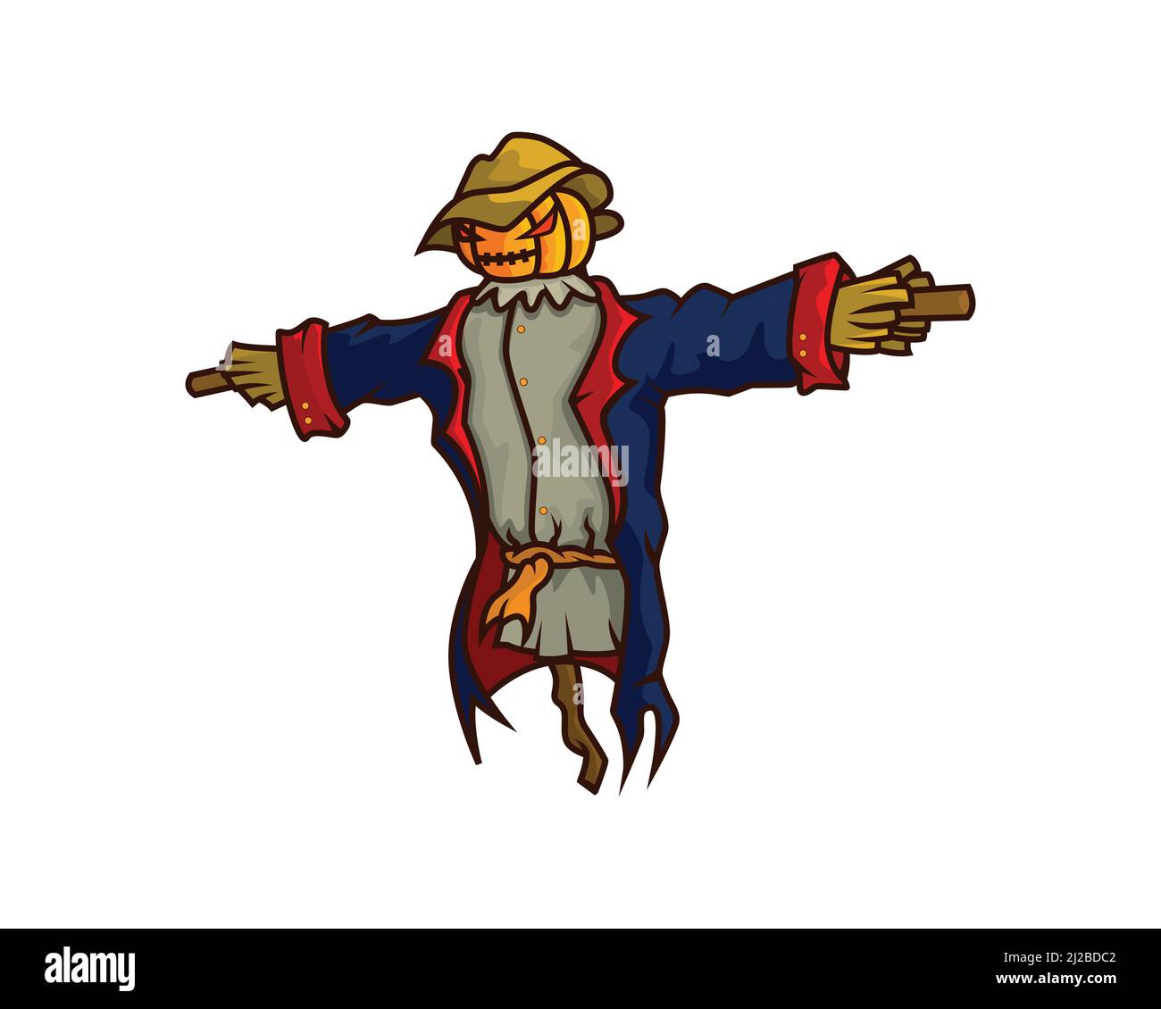 Pumpkin Scarecrow with Halloween Theme Illustration Stock Vector Image ...