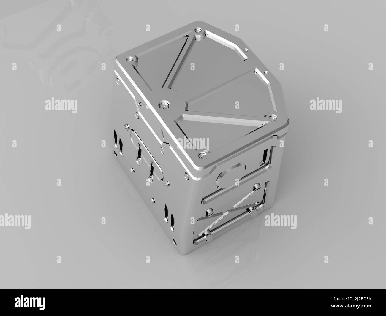 Metal parts on light gray background,3D rendering Stock Photo - Alamy