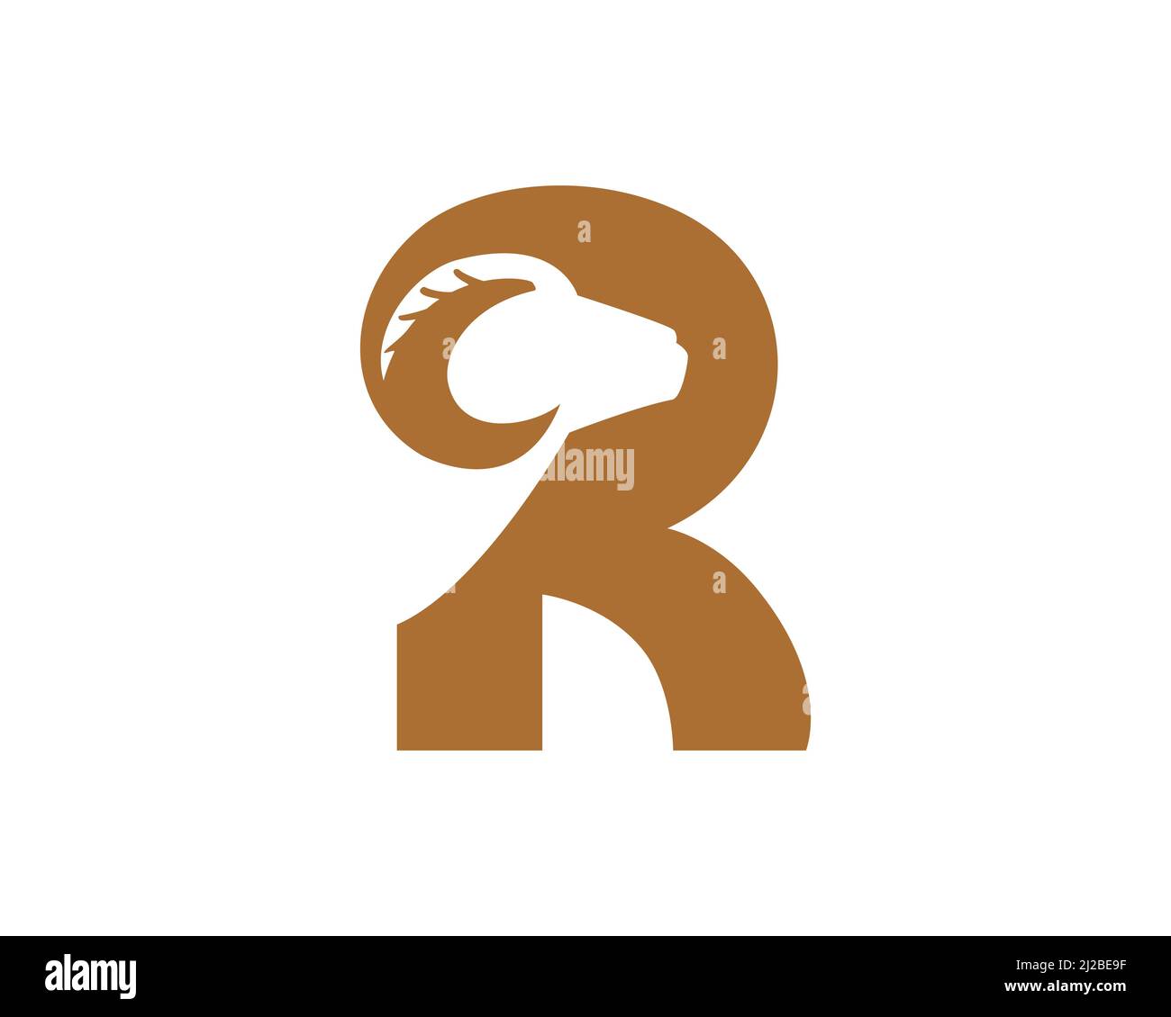 Mountain Goat and R Logotype Stock Vector