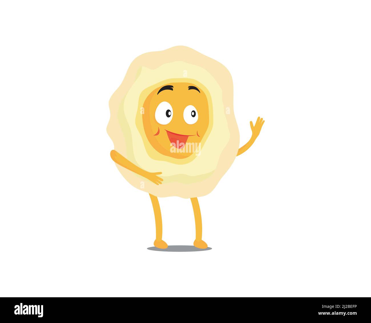 Friendly Fried Egg Character with Greeting Gesture Stock Vector