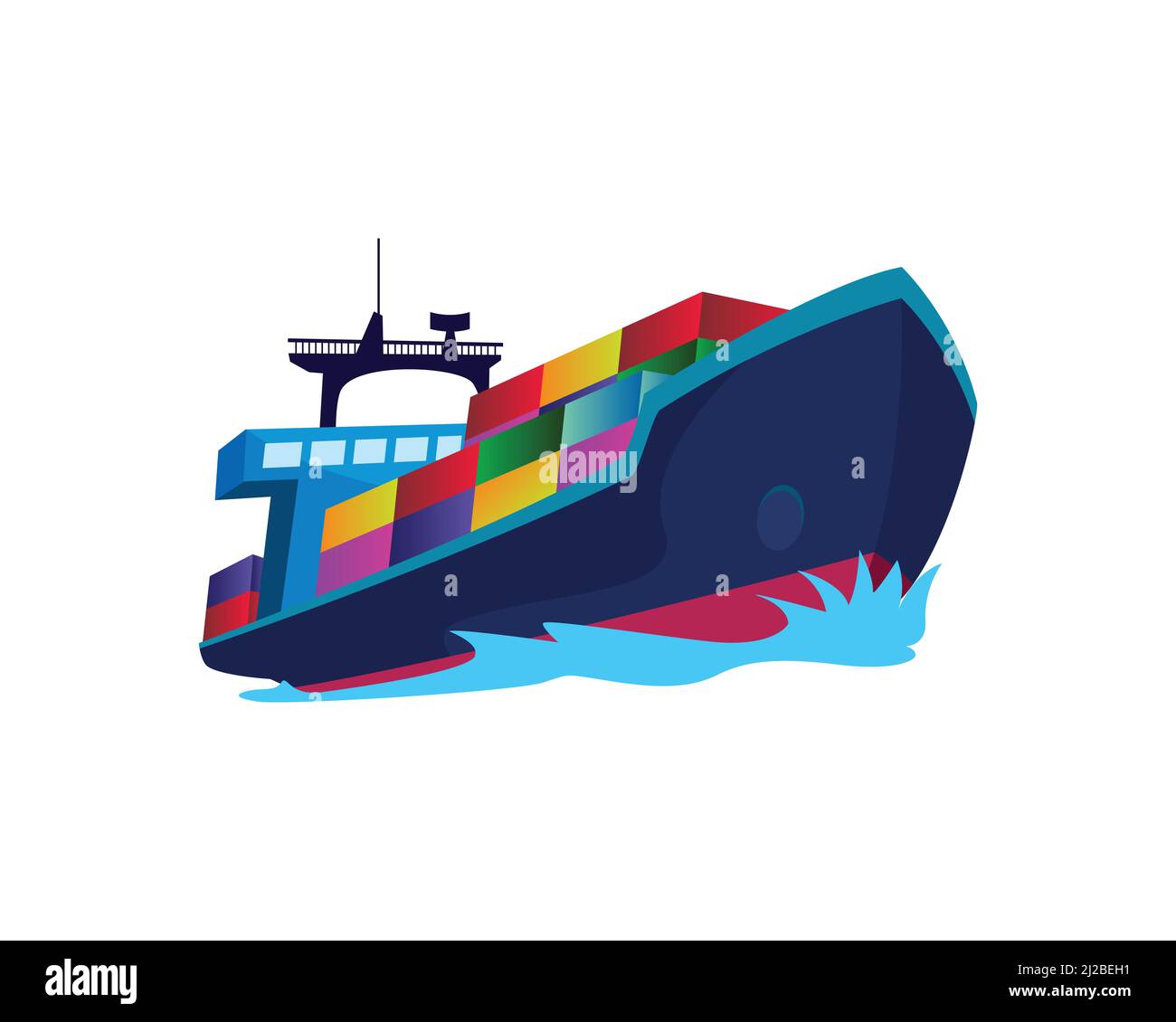 Cargo Ship with Containers Sailing on the Ocean Stock Vector
