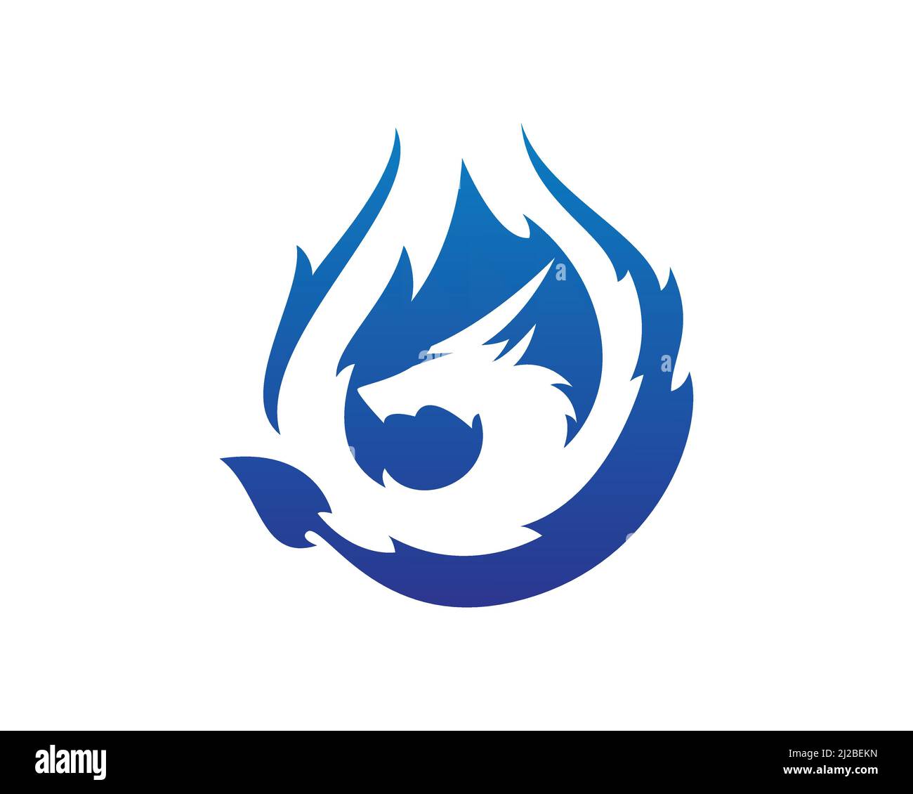 Blue Flaming Fire Dragon Vector Stock Vector