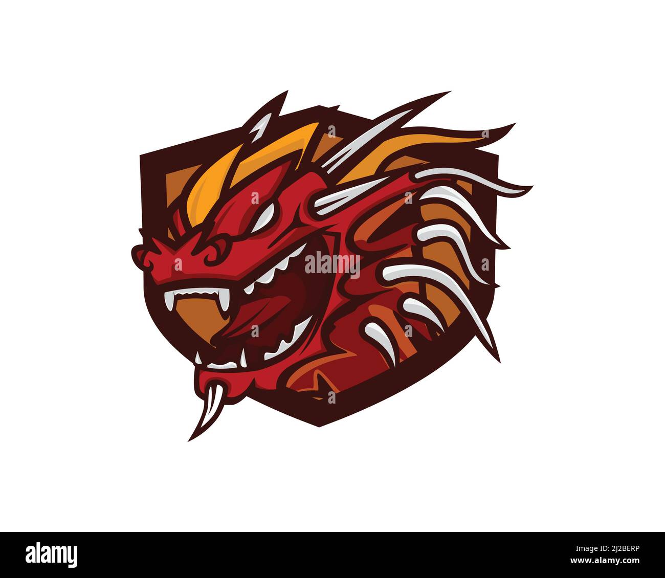 European Red Dragon Mascot and Emblem Stock Vector