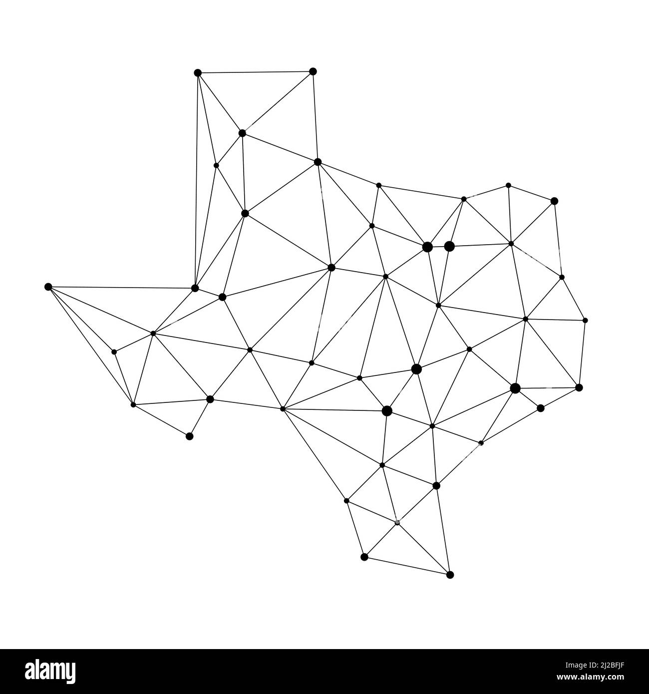Texas polygonal map. Abstract geometric connected dots vector map. Low poly style. Stock Vector