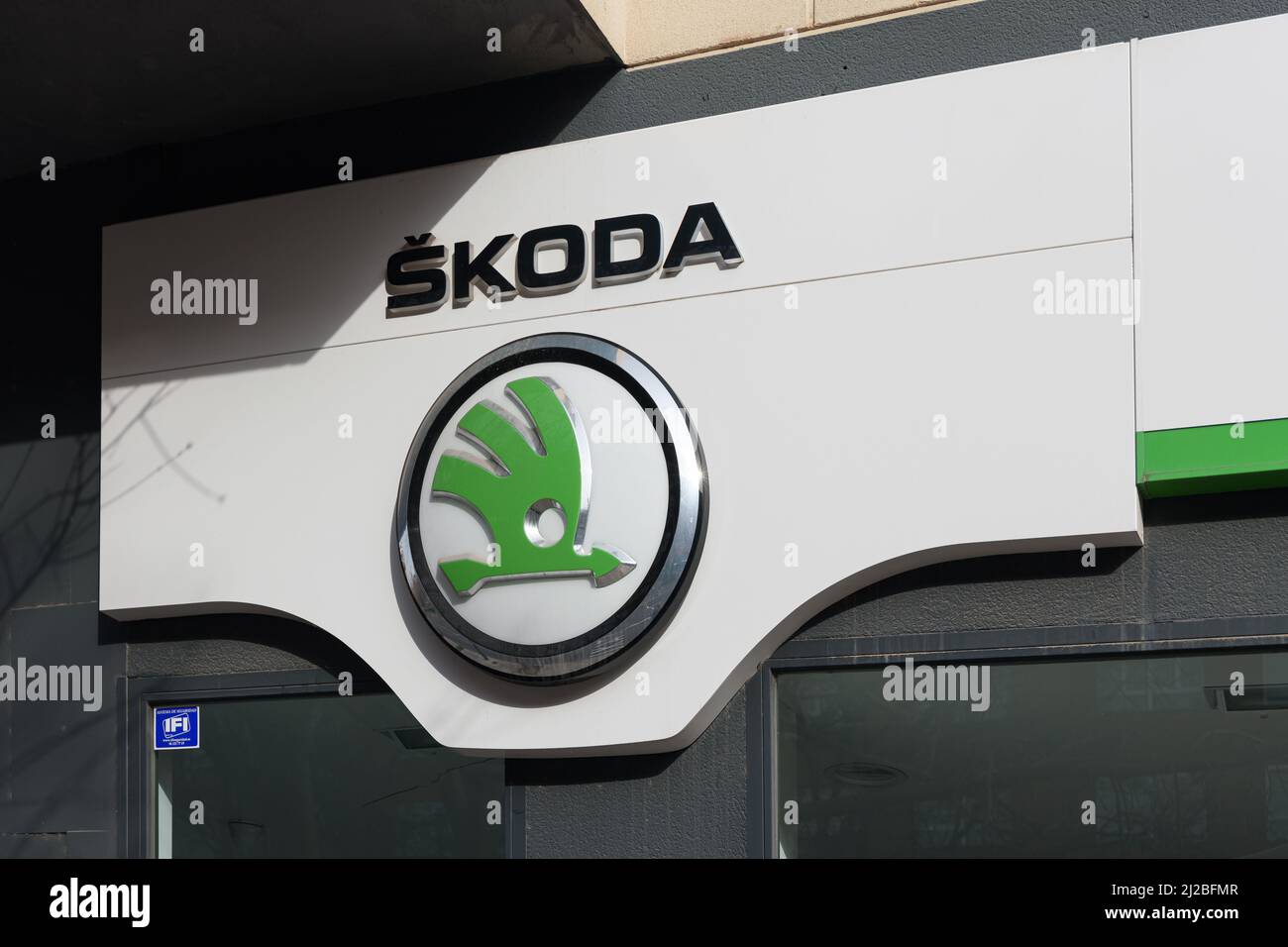 VALENCIA, SPAIN - MARCH 28, 2022: Skoda is a Czech automobile manufacturer. It belongs to Volkwagen Group Stock Photo