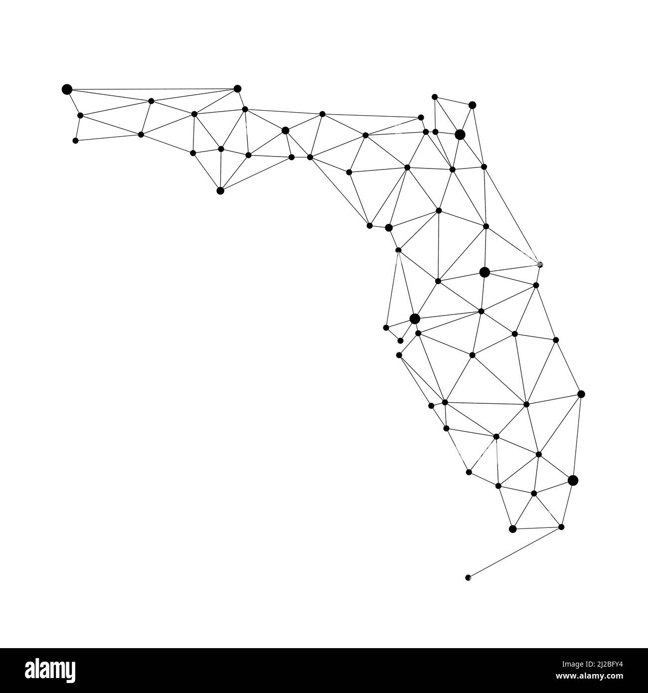 Florida polygonal map. Abstract geometric connected dots vector map. Low poly style. Stock Vector