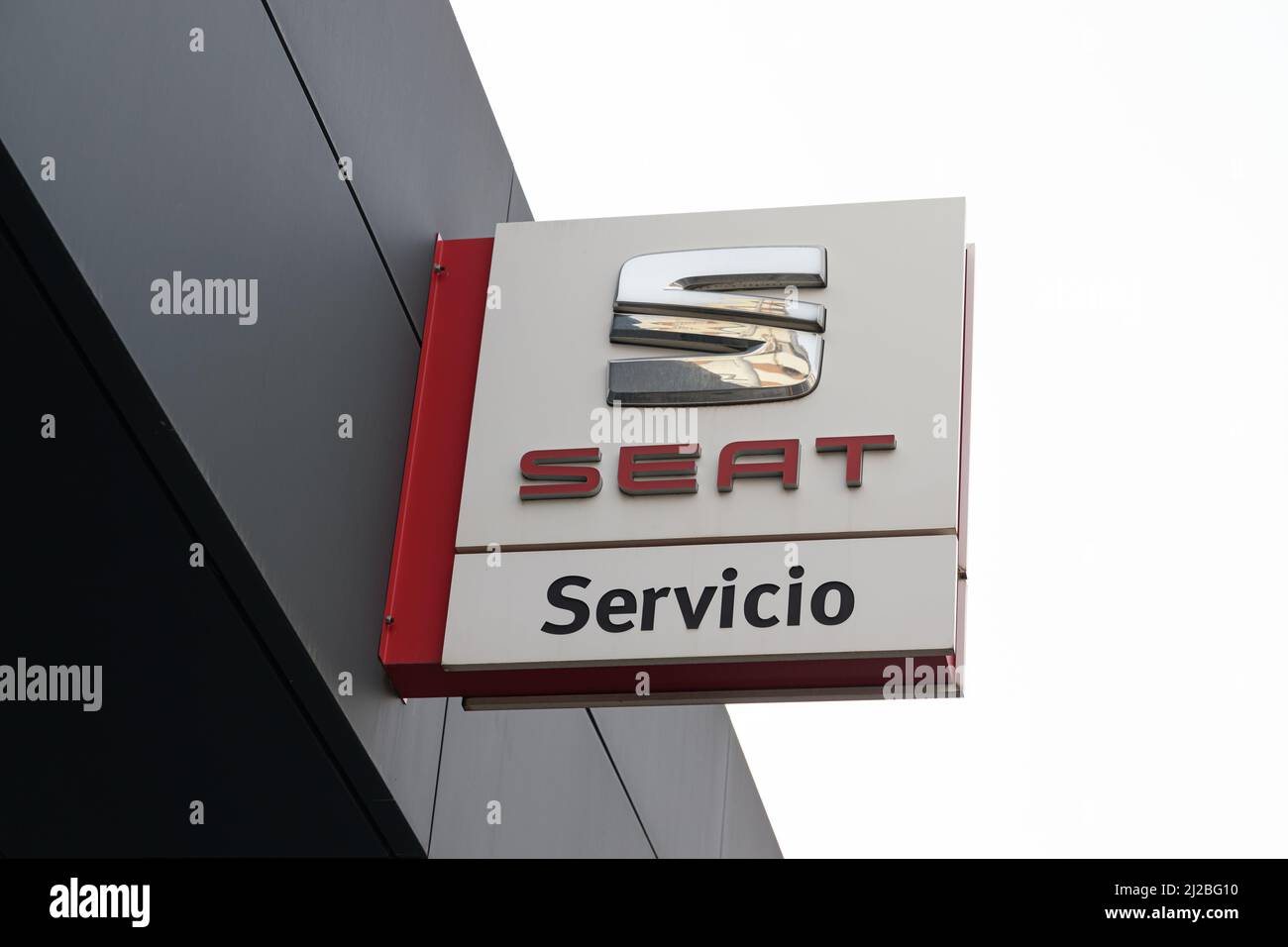 VALENCIA, SPAIN - MARCH 28, 2022: SEAT is a Spanish car manufacturer, it belongs to Volkswagen Group Stock Photo
