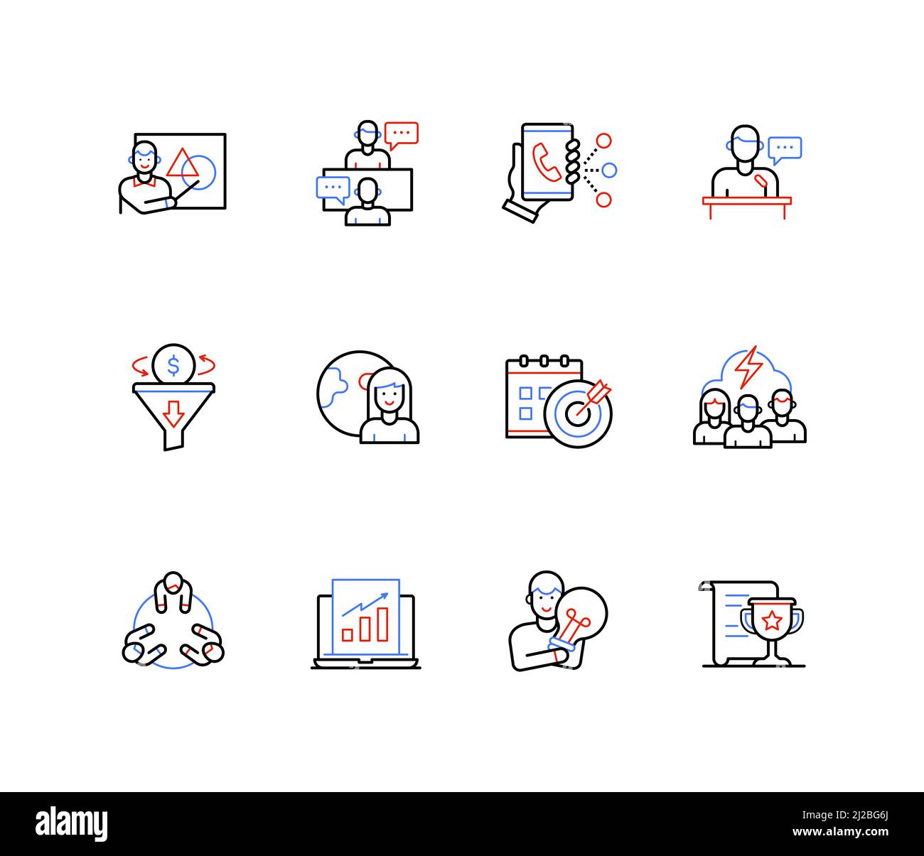 Business and communication - line design style icons Stock Vector Image ...