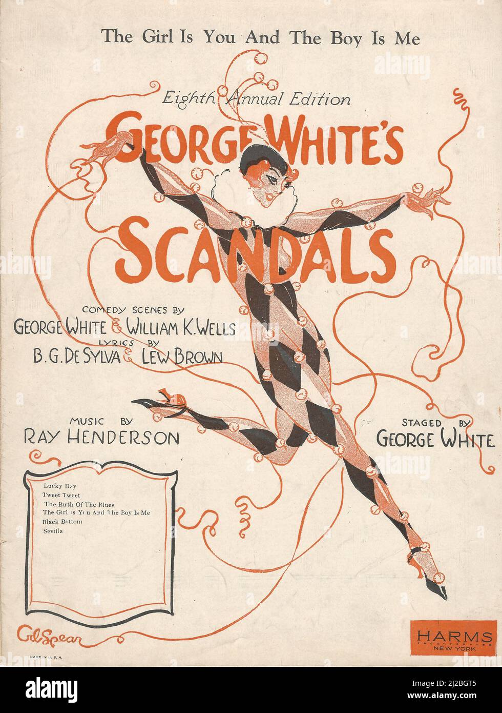 'George White's Scandals' 1926 Musical Revue Sheet Music Cover Stock Photo