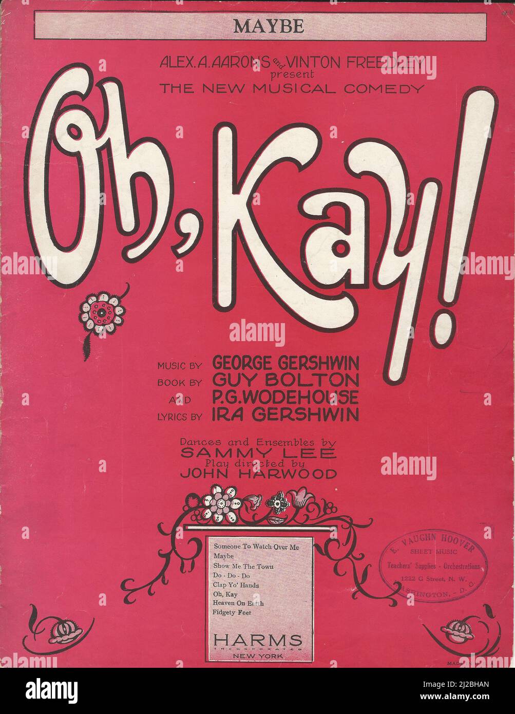 "Oh, Kay!" 1926 and Ira Gershwin Musical Sheet Music Cover Stock