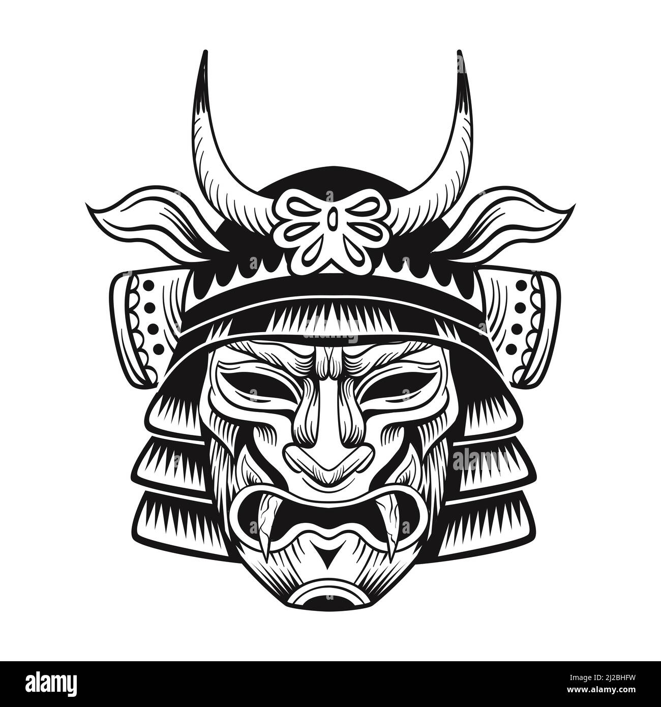 Japanese ninja black mask flat image. Japan traditional vintage fighter isolated vector illustration. Military art and design elements concept Stock Vector