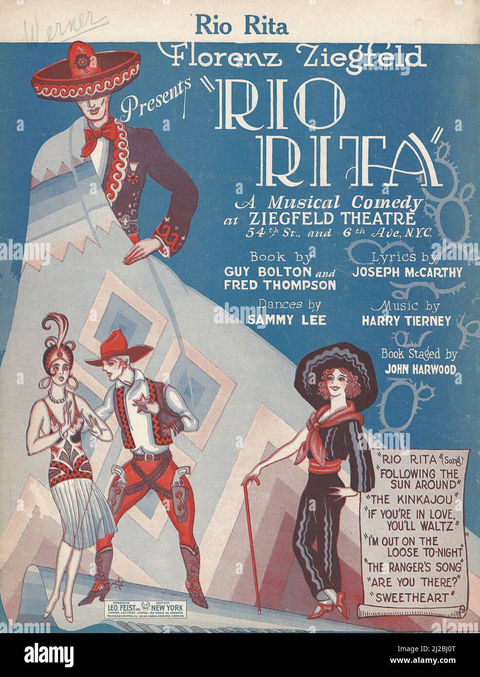 'Rio Rita' 1926 Florenz Ziegfeld Musical Sheet Music Cover Stock Photo