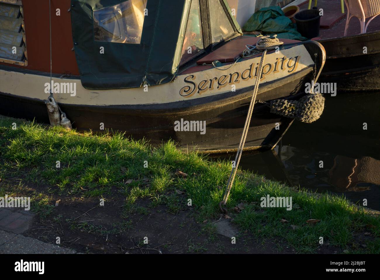 Narrow boats on the Regent's canal by the Olympic Park in the east end