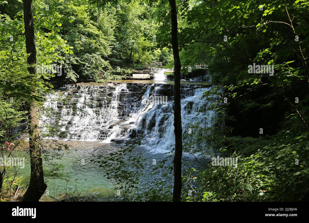 Rutledge Falls between trees Tennessee Stock Photo Alamy