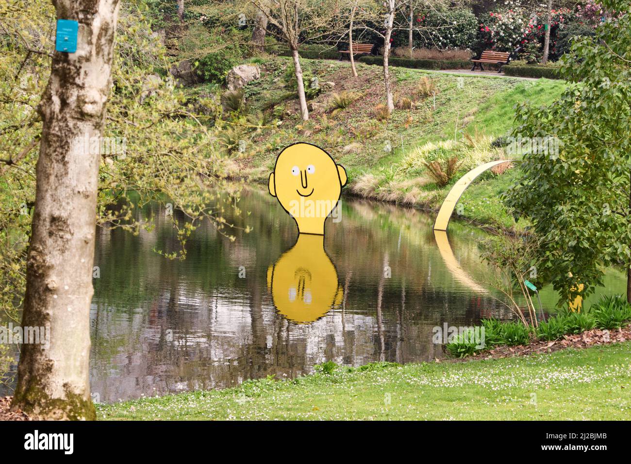 Le Passeur (The Ferryman by Jean Julien for Le Voyage à Nantes arts festival) - Botanic Gardens - Nantes Stock Photo