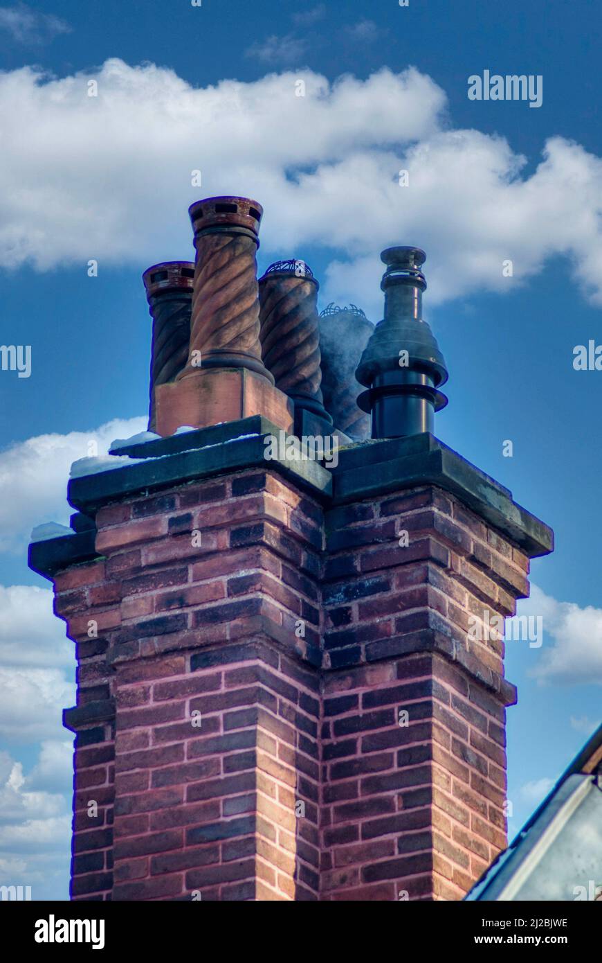 Brick building tall chimneys hi-res stock photography and images - Alamy