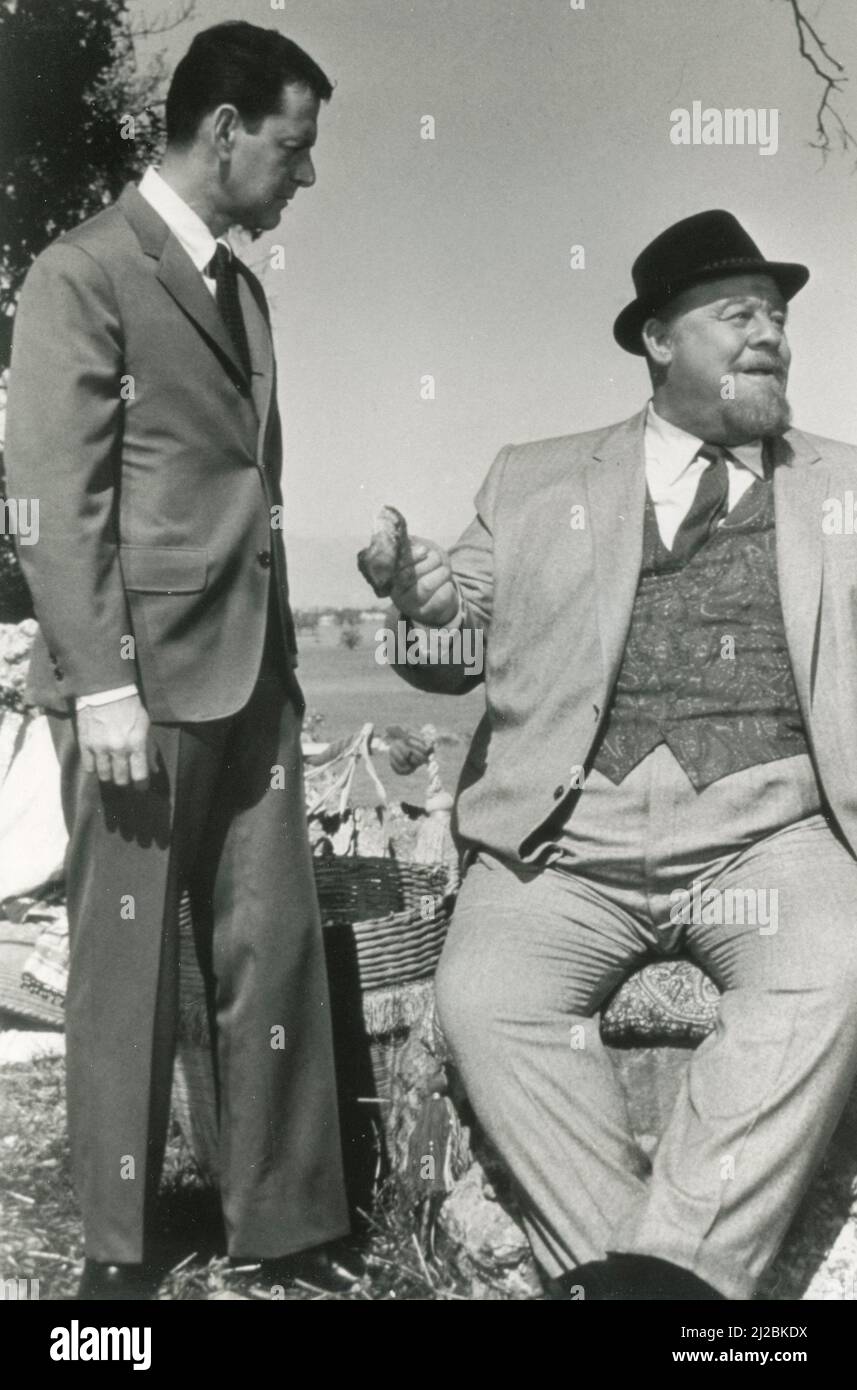 American actors Tony Randall and Burl Ives (right) in the movie The Brass Bottle, USA 1964 Stock