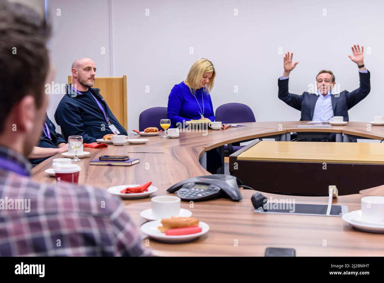 Philip Jansen chairs a meeting during his Belfast Visit, 28/02/2019 Stock Photo