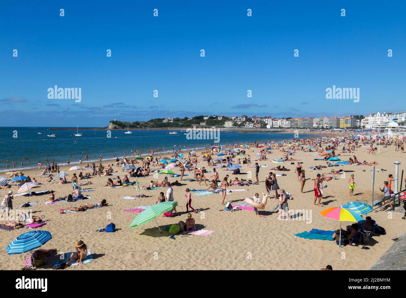 Summer season on the Grande Plage. SaintJeandeLuz, Pyrenees