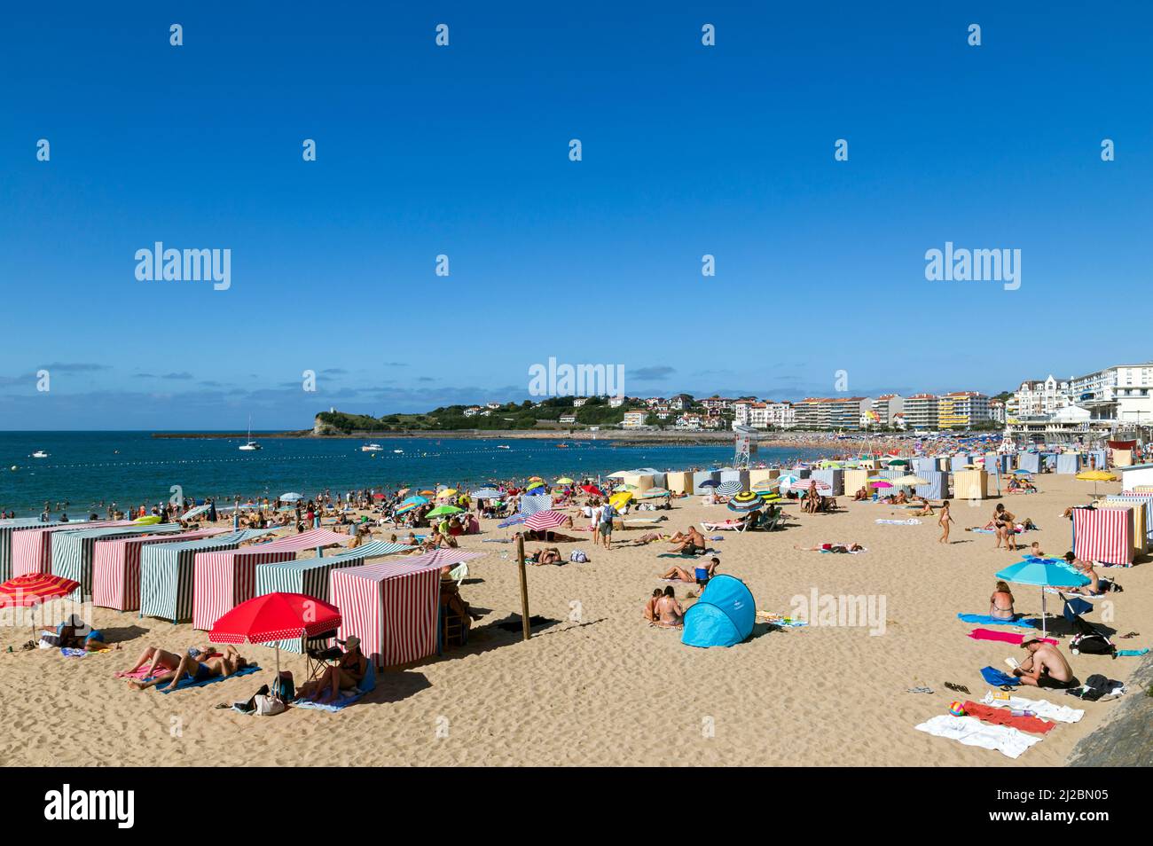 Summer season on the Grande Plage. SaintJeandeLuz, Pyrenees