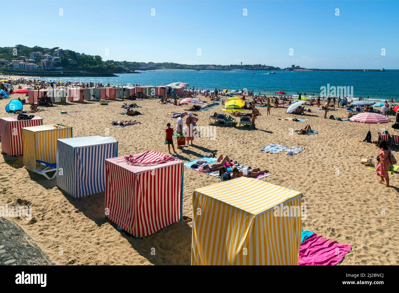 Summer season on the Grande Plage. SaintJeandeLuz, Pyrenees