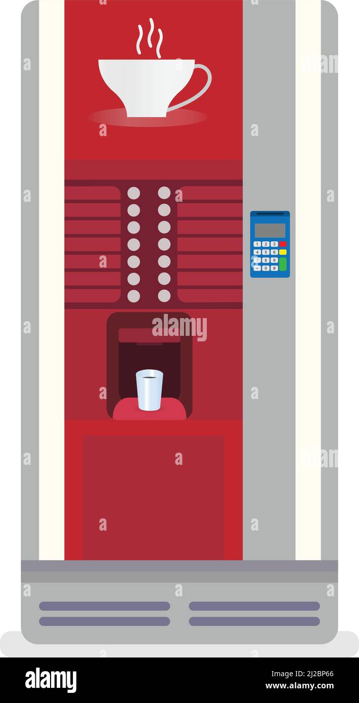 Coffee and tea vending machine on white background Stock Vector