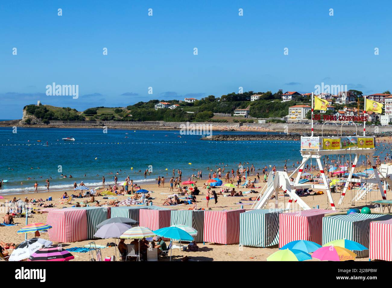 Summer season on the Grande Plage. SaintJeandeLuz, Pyrenees