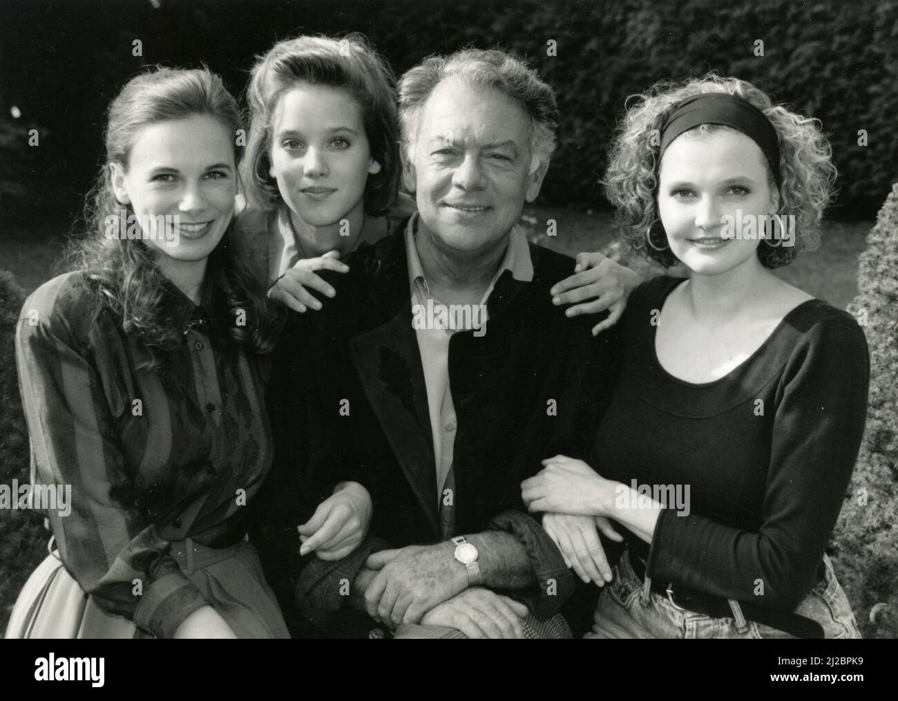 German actor Klausjurgen Wussow, and actresses Katharina Schubert, Muriel Baumeister, and Bettina Kramer in the movie Wohin die Liebe fallt, Germany 1990 Stock Photo